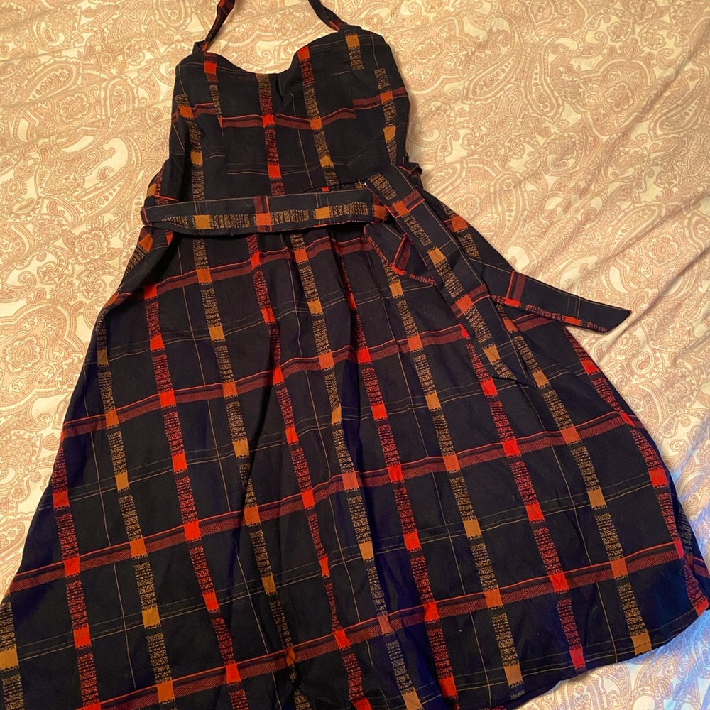 Vintage Audrey Dress 1950s Halter Retro Cocktail Dress plaid. Never worn.